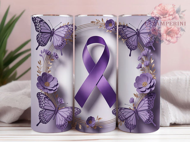Purple Cancer Awareness Ribbon Tumbler Wrap, Purple Awareness Tumbler, Cancer Support Sublimation, Awareness Ribbon Cup, Hope Strength Drinkware, Cancer Awareness Mug, Purple Ribbon Digital Sublimation Li Zamperini 