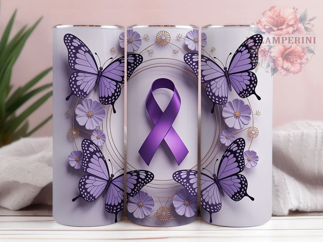 Purple Cancer Awareness Ribbon Tumbler Wrap, Purple Awareness Tumbler, Cancer Support Sublimation, Awareness Ribbon Cup, Hope Strength Drinkware, Cancer Awareness Mug, Purple Ribbon Digital Sublimation Li Zamperini 