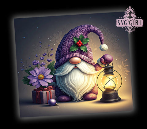Purple Christmas Gnome Festive Winter Tumbler Wrap, Christmas Gnome Wrap, 20oz Holiday Drinkware, Gnome Sublimation, Festive Tumbler Design, Winter Gifts, Cute Christmas Tumbler Sublimation SvggirlplusArt 