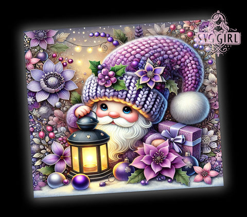 Purple Christmas Gnome Festive Winter Tumbler Wrap, Christmas Gnome Wrap, 20oz Holiday Drinkware, Gnome Sublimation, Festive Tumbler Design, Winter Gifts, Cute Christmas Tumbler Sublimation SvggirlplusArt 