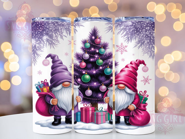 Purple Christmas Gnomes Tumbler, Christmas Wrap, Holiday Design, Festive Tumbler, Winter Pattern, 20oz Tumbler, Sublimation Print Sublimation SvggirlplusArt 