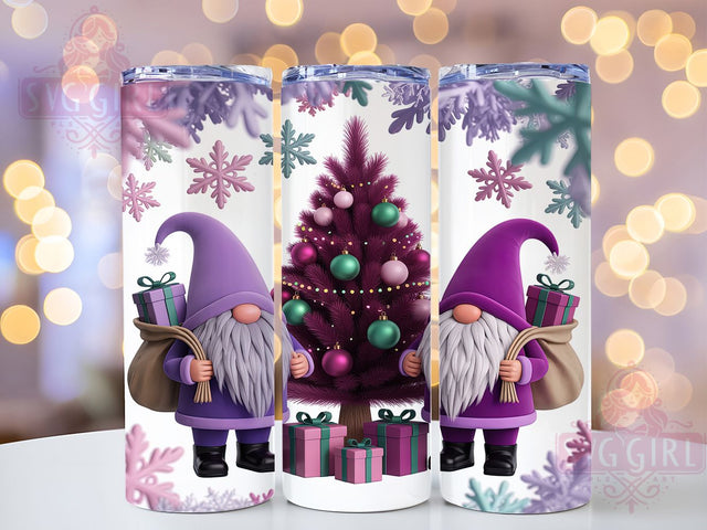 Purple Christmas Gnomes Tumbler, Christmas Wrap, Holiday Design, Festive Tumbler, Winter Pattern, 20oz Tumbler, Sublimation Print Sublimation SvggirlplusArt 