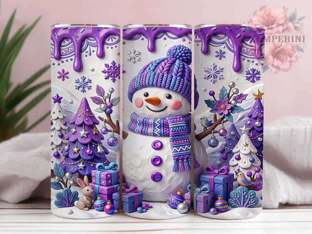 Purple Christmas Snowman 20oz Tumbler, Purple Snowman PNG, Purple Xmas Tumbler, Purple Snowman Sub, Cute Snowman Wrap, Purple Holiday Cup, Festive Snowman Sub, Winter Purple Wrap Sublimation Li Zamperini 