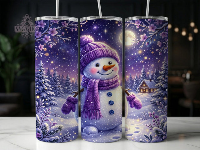 Purple Christmas Snowman 20oz Tumbler, Purple Xmas Snowman, Purple Snowman, Christmas Snowman, Snowman Tumbler, 20oz Tumbler Wrap, Purple Snowman PNG, Christmas Tumbler Sublimation SvggirlplusArt 