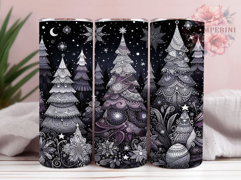 Purple Christmas Tree Tumbler, Holiday Sublimation Wrap, 20oz Drinkware Design, Festive Purple Art, Christmas Tree Tumbler Design, Winter Tumbler Wrap, Digital Download Sublimation Li Zamperini 
