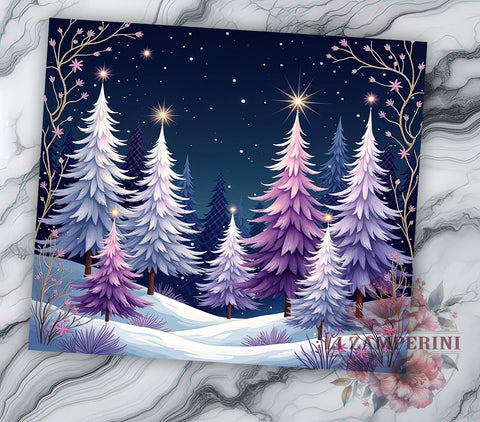 Purple Christmas Tree Tumbler, Holiday Sublimation Wrap, 20oz Drinkware Design, Festive Purple Art, Christmas Tree Tumbler Design, Winter Tumbler Wrap, Digital Download Sublimation Li Zamperini 