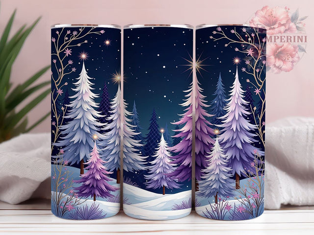 Purple Christmas Tree Tumbler, Holiday Sublimation Wrap, 20oz Drinkware Design, Festive Purple Art, Christmas Tree Tumbler Design, Winter Tumbler Wrap, Digital Download Sublimation Li Zamperini 