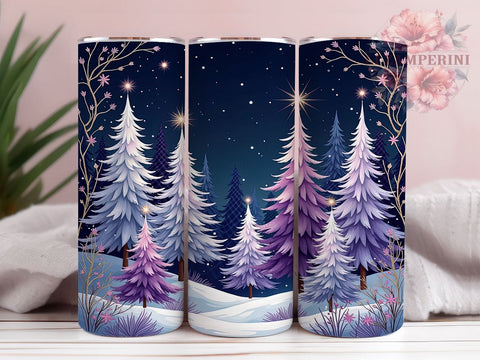 Purple Christmas Tree Tumbler, Holiday Sublimation Wrap, 20oz Drinkware Design, Festive Purple Art, Christmas Tree Tumbler Design, Winter Tumbler Wrap, Digital Download Sublimation Li Zamperini 