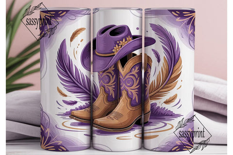 Purple Cowgirl Boots 20oz Tumbler Wrap Sublimation sassyprint 