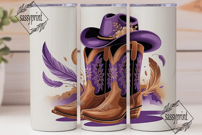 Purple Cowgirl Boots 20oz Tumbler Wrap Sublimation sassyprint 
