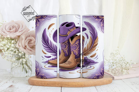 Purple Cowgirl Boots 20oz Tumbler Wrap Sublimation sassyprint 