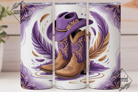 Purple Cowgirl Boots 20oz Tumbler Wrap Sublimation sassyprint 