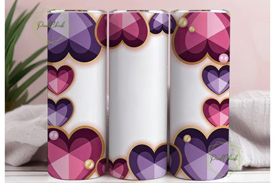 Purple Crystal Heart 20oz Tumbler Wrap Sublimation PixelChick 