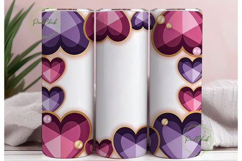 Purple Crystal Heart 20oz Tumbler Wrap Sublimation PixelChick 