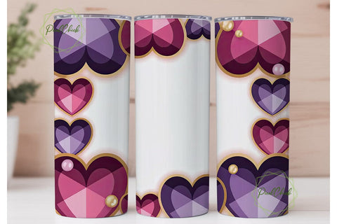 Purple Crystal Heart 20oz Tumbler Wrap Sublimation PixelChick 