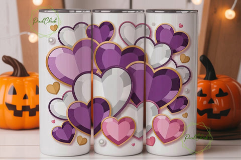 Purple Crystal Heart 20oz Tumbler Wrap Sublimation PixelChick 