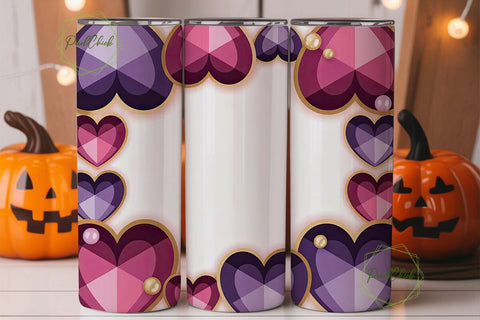 Purple Crystal Heart 20oz Tumbler Wrap Sublimation PixelChick 
