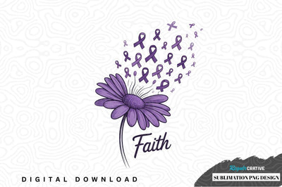 Purple daisy with awareness ribbons sublimation design Sublimation Regulrcrative 