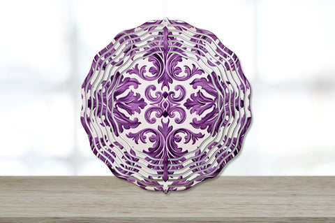 Purple Damask Wind Spinner Sublimation Designs Bundle Sublimation Regulrcrative 