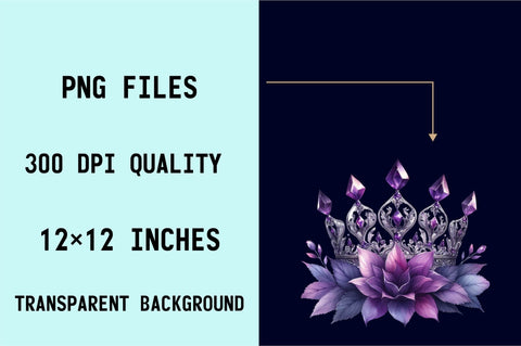 Purple Diamond Queen Tiara Sublimation Clipart Bundle Sublimation SVGArt 