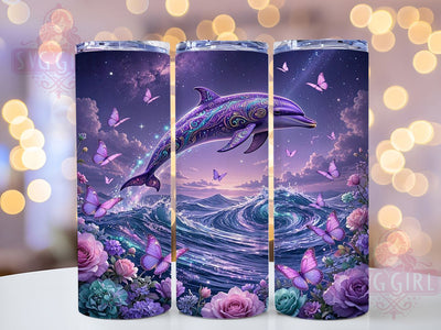 Purple Dolphin Fantasy 20oz Tumbler, Dolphin Design, Purple Theme, Fantasy Motif, Mystical Style, Ocean Charm, 20oz Wrap, Sublimation Tumbler Sublimation SvggirlplusArt 