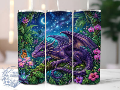 Purple Dragon Jungle 20oz Tumbler, Purple Dragon, Dragon Jungle, Purple Jungle, Dragon Tumbler, 20oz Tumbler, Jungle Tumbler, Tumbler Wrap Sublimation ToriDesigns 