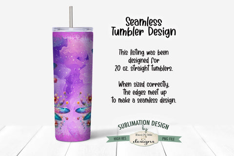 Purple Dragonfly Seamless 20 oz Sublimation Tumbler Sublimation Ewe-N-Me Designs 