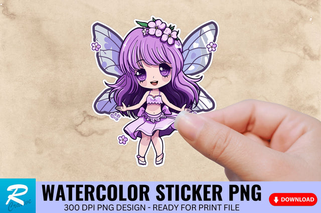 Purple Fairy Kawaii Sticker Clipart Sublimation Regulrcrative 