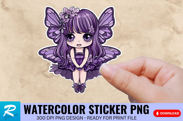 Purple Fairy Kawaii Sticker Clipart Sublimation Regulrcrative 