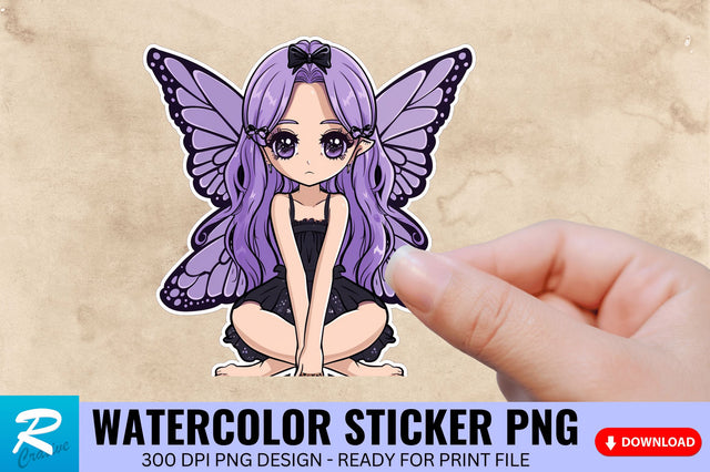 Purple Fairy Kawaii Sticker Clipart Sublimation Regulrcrative 