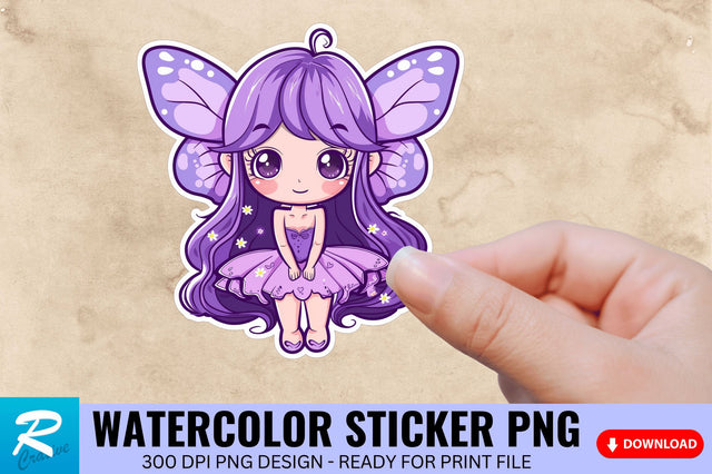 Purple Fairy Kawaii Sticker Clipart Sublimation Regulrcrative 