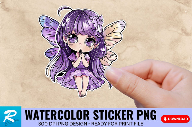 Purple Fairy Kawaii Sticker Clipart Sublimation Regulrcrative 