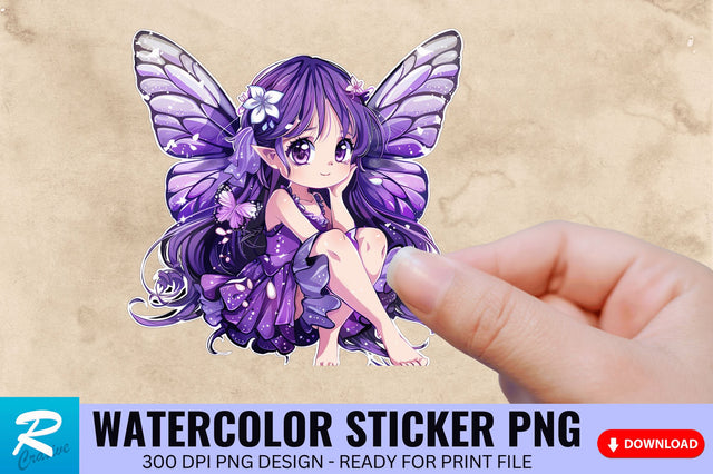 Purple Fairy Kawaii Sticker Clipart Sublimation Regulrcrative 