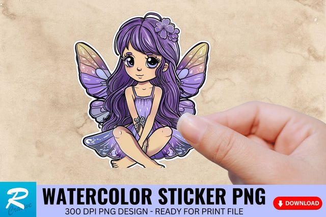 Purple Fairy Kawaii Sticker Clipart Sublimation Regulrcrative 