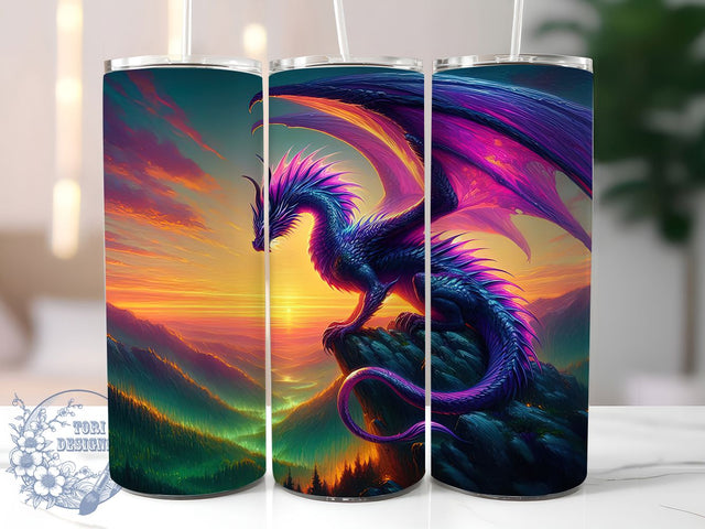 Purple Fantasy Dragon 20oz Tumbler Wrap, Purple Fantasy Dragon, Mythical Creature Mug, Fire Breathing Dragon Cup, Mystical Dragon Design, Enchanted Beast Wrap, Sublimation Tumbler Wrap Sublimation ToriDesigns 