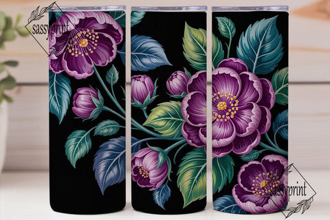 Purple Floral 20oz Tumbler Wrap Sublimation sassyprint 