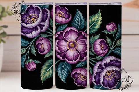 Purple Floral 20oz Tumbler Wrap Sublimation sassyprint 