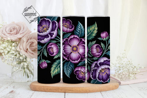 Purple Floral 20oz Tumbler Wrap Sublimation sassyprint 
