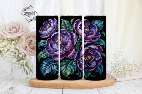 Purple Floral 20oz Tumbler Wrap Sublimation sassyprint 