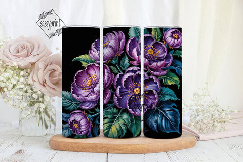 Purple Floral 20oz Tumbler Wrap Sublimation sassyprint 