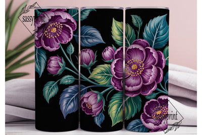 Purple Floral 20oz Tumbler Wrap Sublimation sassyprint 