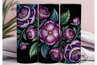 Purple Floral 20oz Tumbler Wrap Sublimation sassyprint 