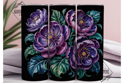 Purple Floral 20oz Tumbler Wrap Sublimation sassyprint 