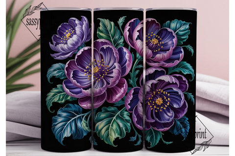 Purple Floral 20oz Tumbler Wrap Sublimation sassyprint 