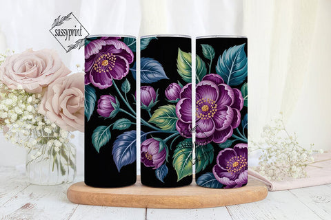 Purple Floral 20oz Tumbler Wrap Sublimation sassyprint 