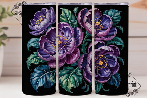 Purple Floral 20oz Tumbler Wrap Sublimation sassyprint 