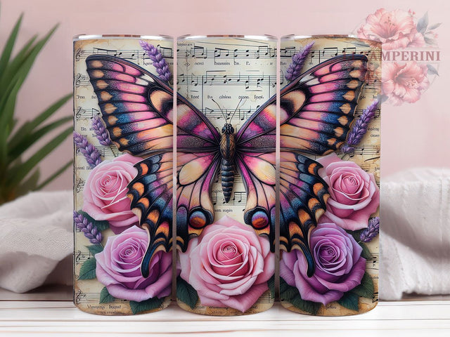 Purple Floral Butterfly Design Tumbler Wrap, Sublimation Design, Purple Butterfly Wrap, Butterfly Tumbler Design, Floral Butterfly Wrap, 20Oz Tumbler, Digital Download Sublimation Li Zamperini 