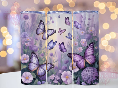 Purple Floral Butterfly Tumbler, Floral Butterfly Wrap, Elegant Butterfly Cup, 20oz Sublimation Wrap, Stylish Floral Design Tumbler, Artistic Purple Butterfly Cup, Whimsical Butterfly Theme Wrap Sublimation SvggirlplusArt 