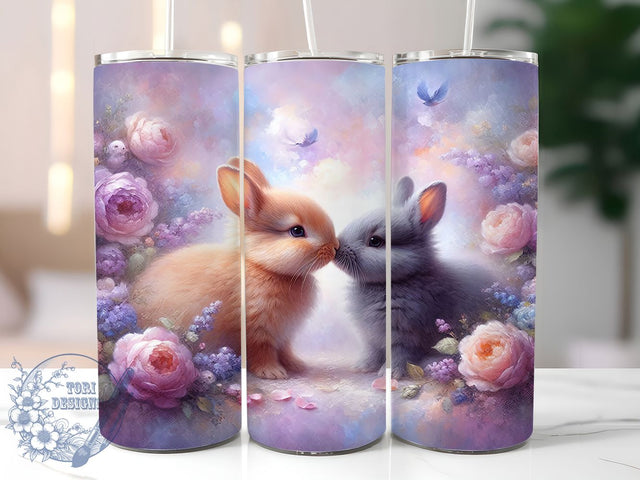 Purple Floral Easter Bunny Tumbler, Adorable Rabbit Tumbler, Cute Bunny Wrap, Spring Floral Wrap, Easter Bunny Wrap, Sublimation Design, Trendy Gift Idea Sublimation ToriDesigns 
