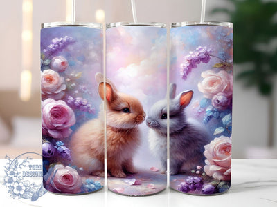 Purple Floral Easter Bunny Tumbler, Adorable Rabbit Tumbler, Cute Bunny Wrap, Spring Floral Wrap, Easter Bunny Wrap, Sublimation Design, Trendy Gift Idea Sublimation ToriDesigns 